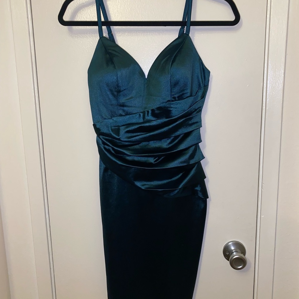 Satin teal dress
